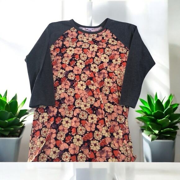 LuLaRoe Randy‎ 3/4 sleeve baseball tee floral print Shirt Women’s Size S - Picture 1 of 5